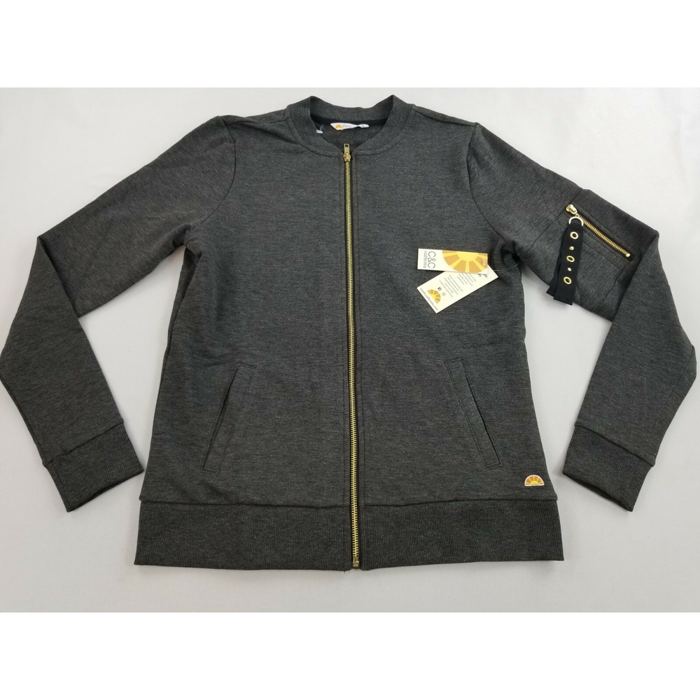 C&C California Women Sweatshirt Jacket Full Zip Grey UM4128B M New